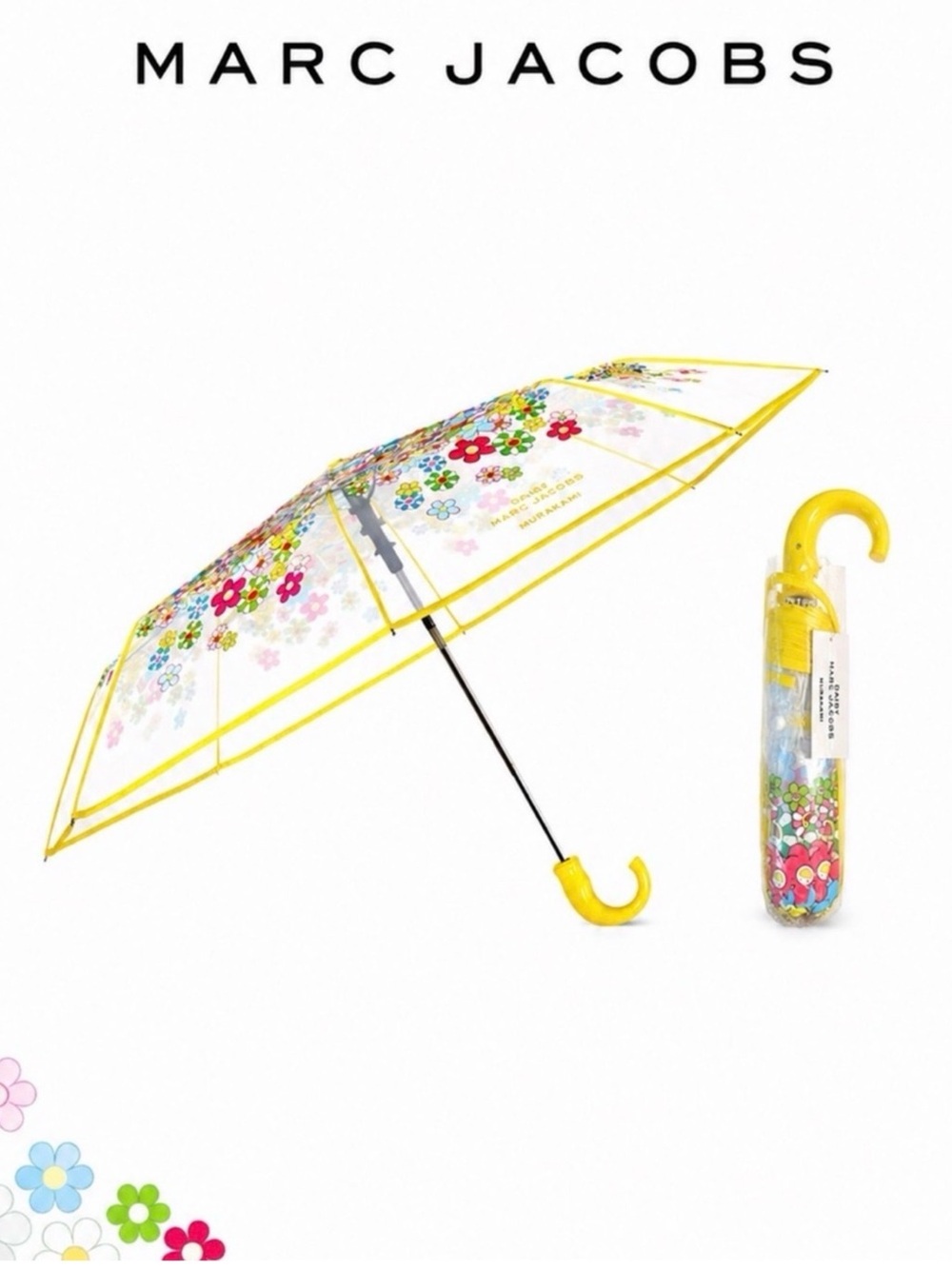 Limited Edition Marc Jacobs X Murakami Daisy Yellow Floral Dome Umbrella